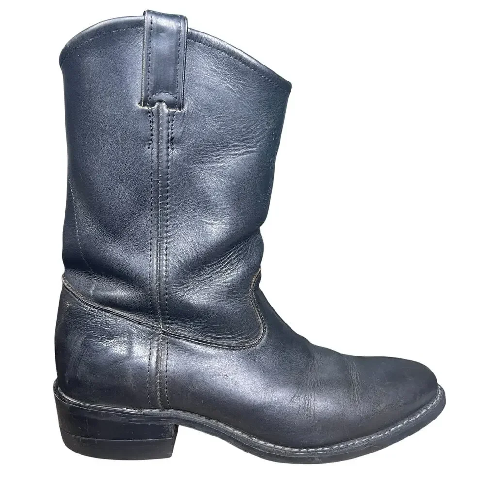 Vintage Chippewa USA Black Leather Roper Western Boots Size 12 D
